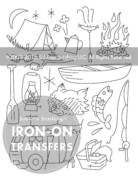 CAMP OUT - Iron On Embroidery Transfers (5 pack)