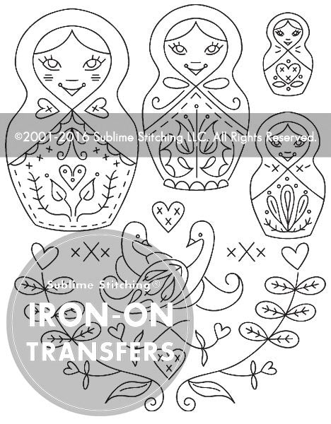 DUTCH RUSSIAN - Iron On Embroidery Transfers (5 pack)