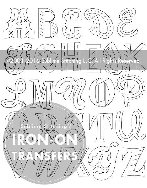 EPIC ALPHABET - Iron On Embroidery Transfers (5 pack)