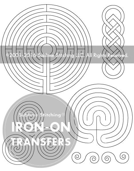 LABYRINTHS - Iron On Embroidery Transfers (5 pack)