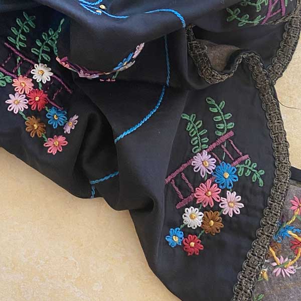 Black Embroidered Table Cloth OLD