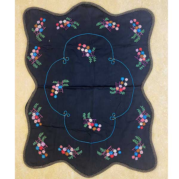 Black Embroidered Table Cloth OLD