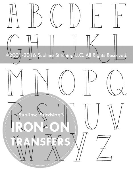 SKINNY LETTERS - Iron On Embroidery Transfers (5 pack)