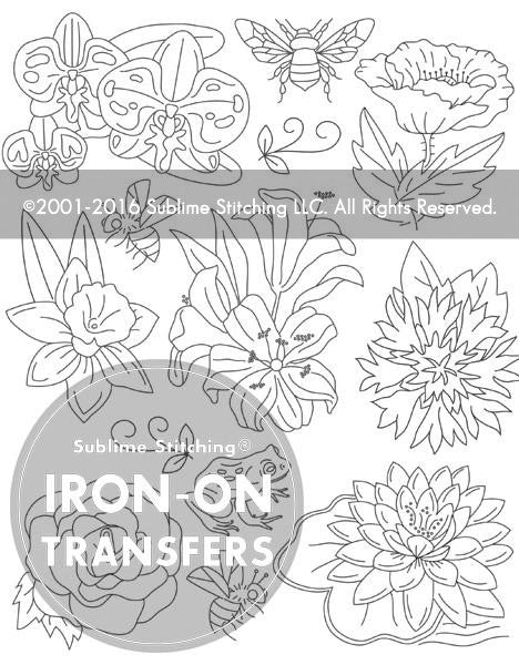 LITTLE BLOOMS - Iron On Embroidery Transfers (5 pack)