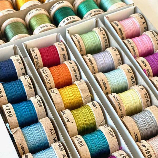PERLEE SILK Thread on Wood Bobbins from Au Ver à Soie
