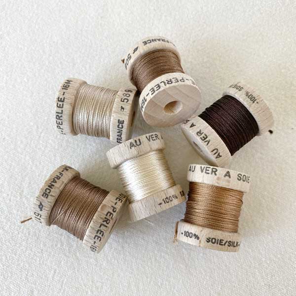 PERLEE SILK Thread on Wood Bobbins from Au Ver à Soie