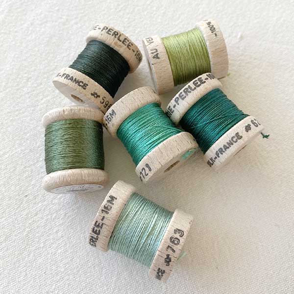 Soie (Silk) Perlée Thread on Wood Bobbins from Au Ver à Soie