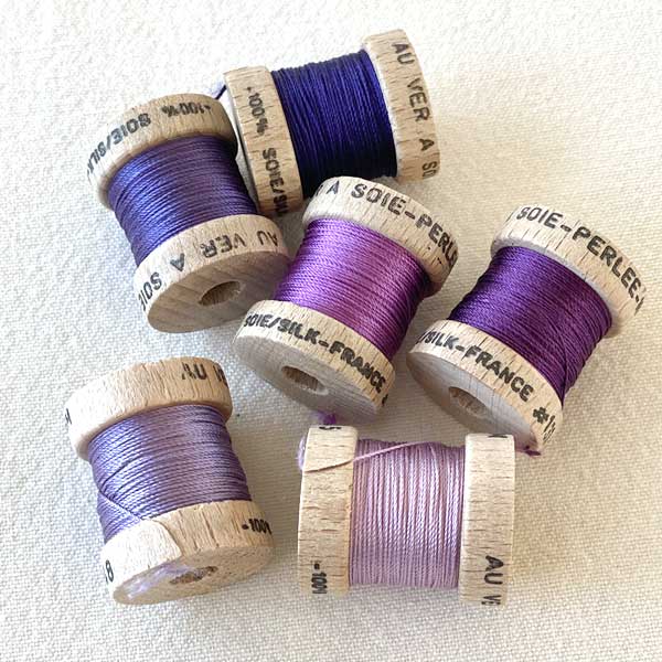 Soie (Silk) Perlée Thread on Wood Bobbins from Au Ver à Soie