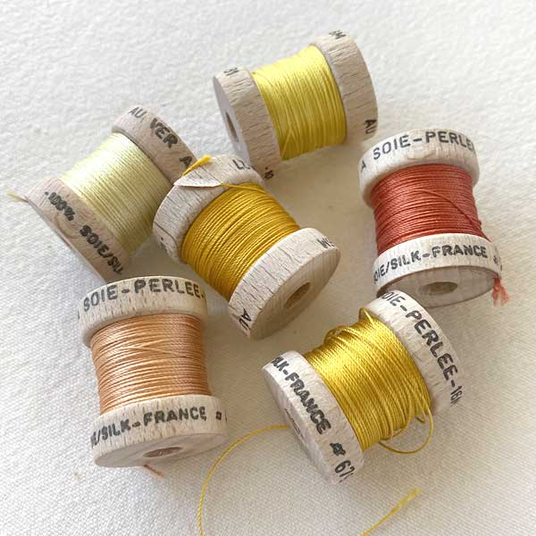 Soie (Silk) Perlée Thread on Wood Bobbins from Au Ver à Soie