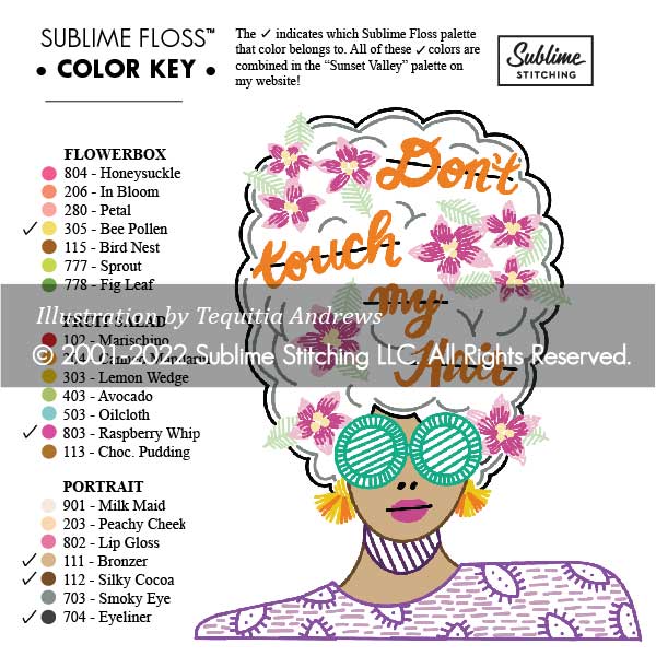 "Don't Touch My Hair" by Tequitia Andrews - PDF Embroidery Pattern