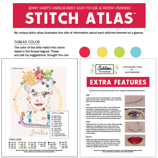 TE AMO FRIDA - PDF Embroidery Portrait Pattern & Stitch Atlas™ by Jenny Hart