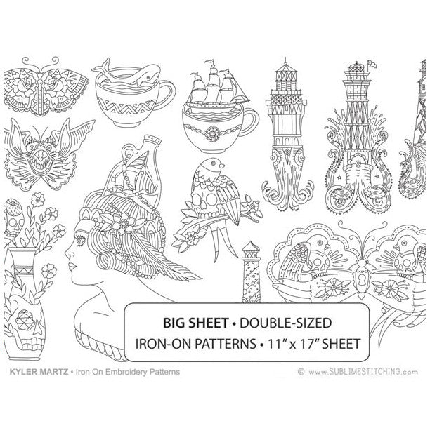 KYLER MARTZ for Sublime Stitching - Big Sheet Embroidery Transfer Patterns