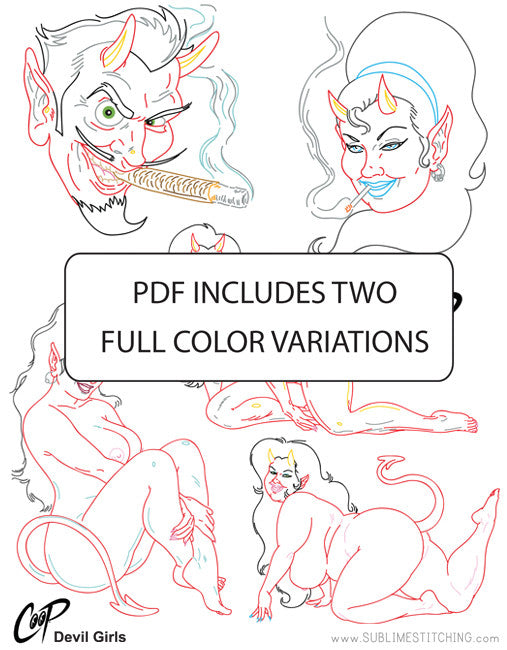 COOP DEVIL GIRLS - Big Sheet Embroidery Transfer Patterns