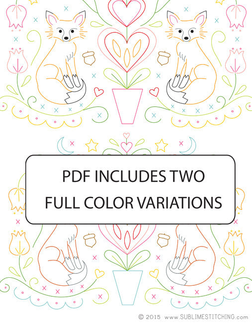 PDF Embroidery Pattern - FOLK FOXES