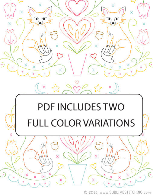 PDF Embroidery Pattern - FOLK FOXES