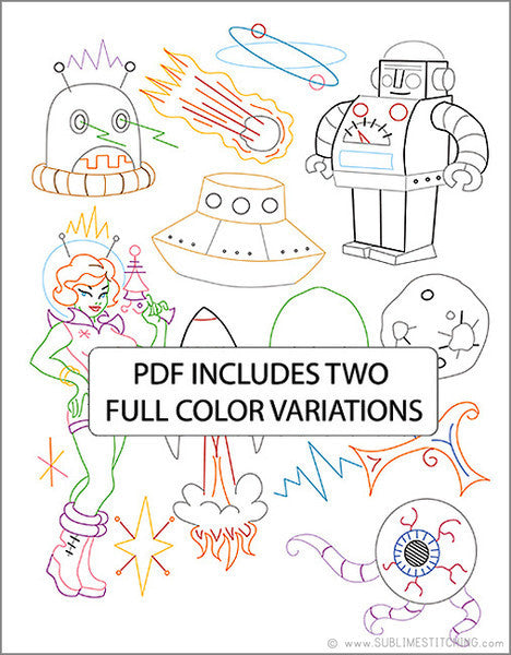 SPACED OUT - 3 Themes Embroidery Patterns