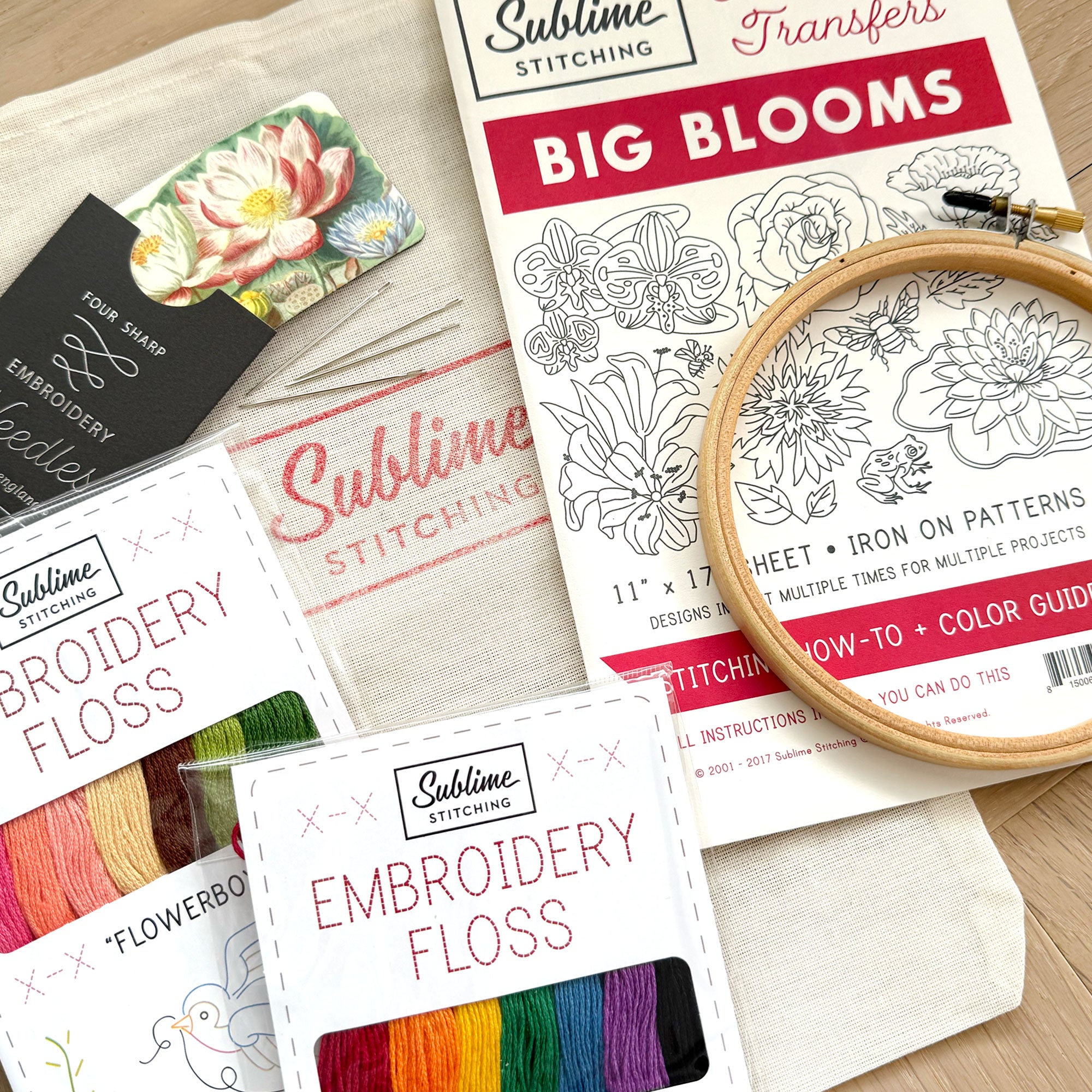 Bundle Stitching Machine Hand Embroidery Bundle - Big Blooms - flowers and floss – Sublime Stitching