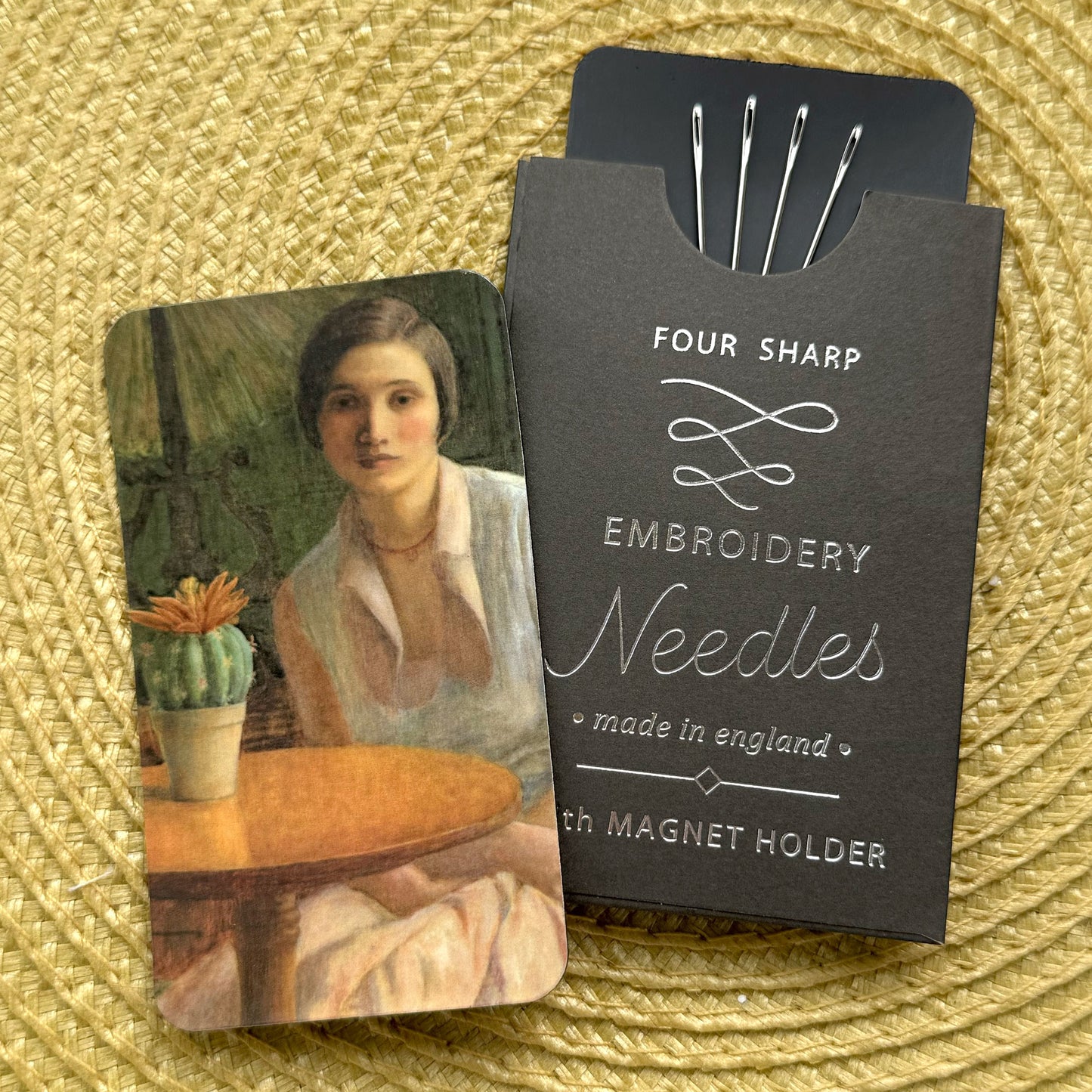 Needle Pack - Lady With a Cactus - Four Hand Embroidery Needles & Magnet Pad