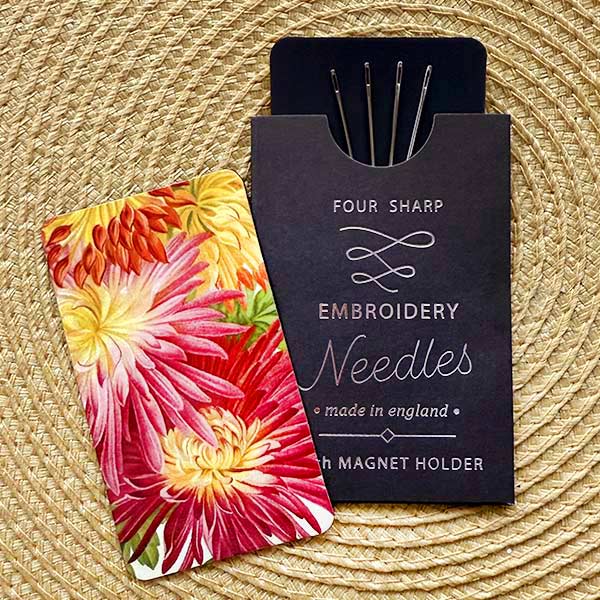 "Dahlias" Pack of Embroidery Needles & Magnet