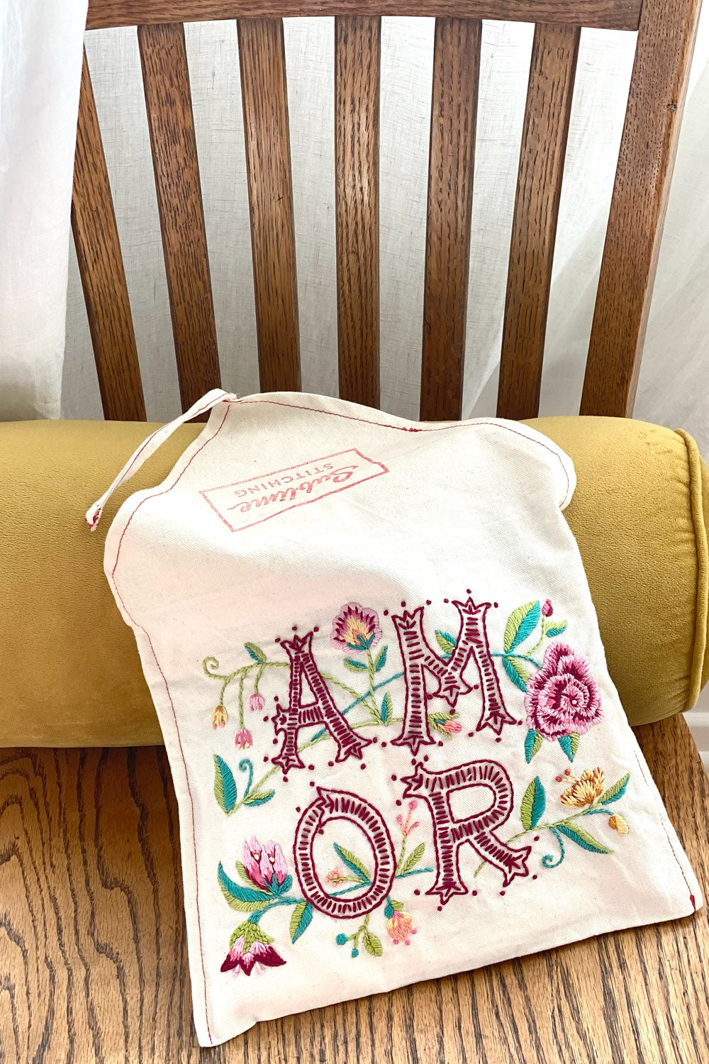 AMOR Embroidery Project Bag