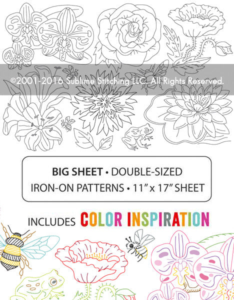 Big Flowers Embroidery Patterns from Sublime Stitching Iron-On + PDF Combo