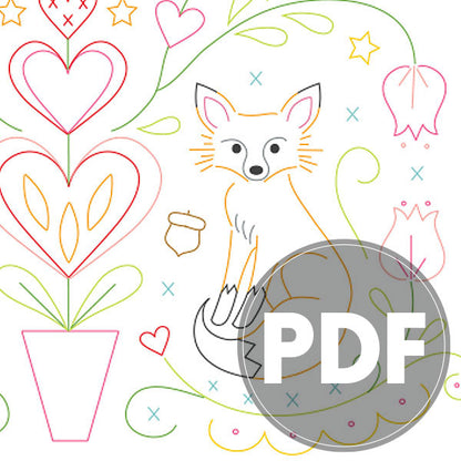 PDF Embroidery Pattern - FOLK FOXES
