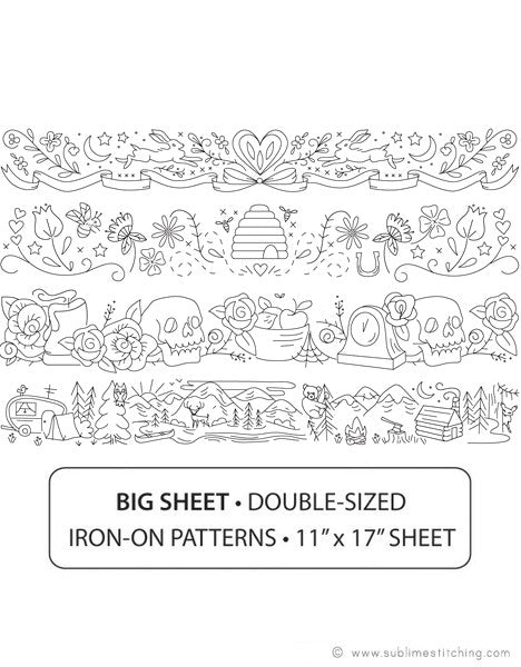 SUBLIME BORDERS - Big Sheet Embroidery Transfer Patterns