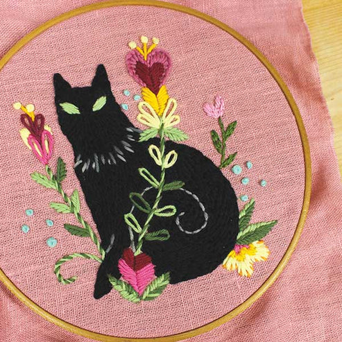 Black Cat in Flowers Embroidery Pattern – Sublime Stitching