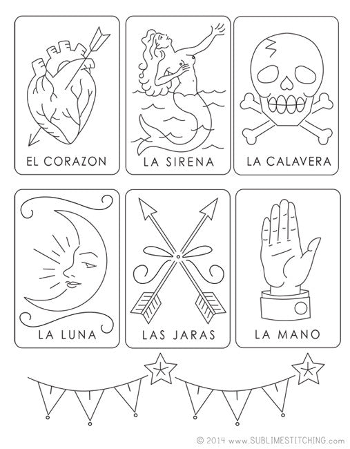 LOTERIA - Big Sheet Embroidery Transfer Patterns